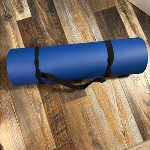 Blue Yoga Mat with Black Strap